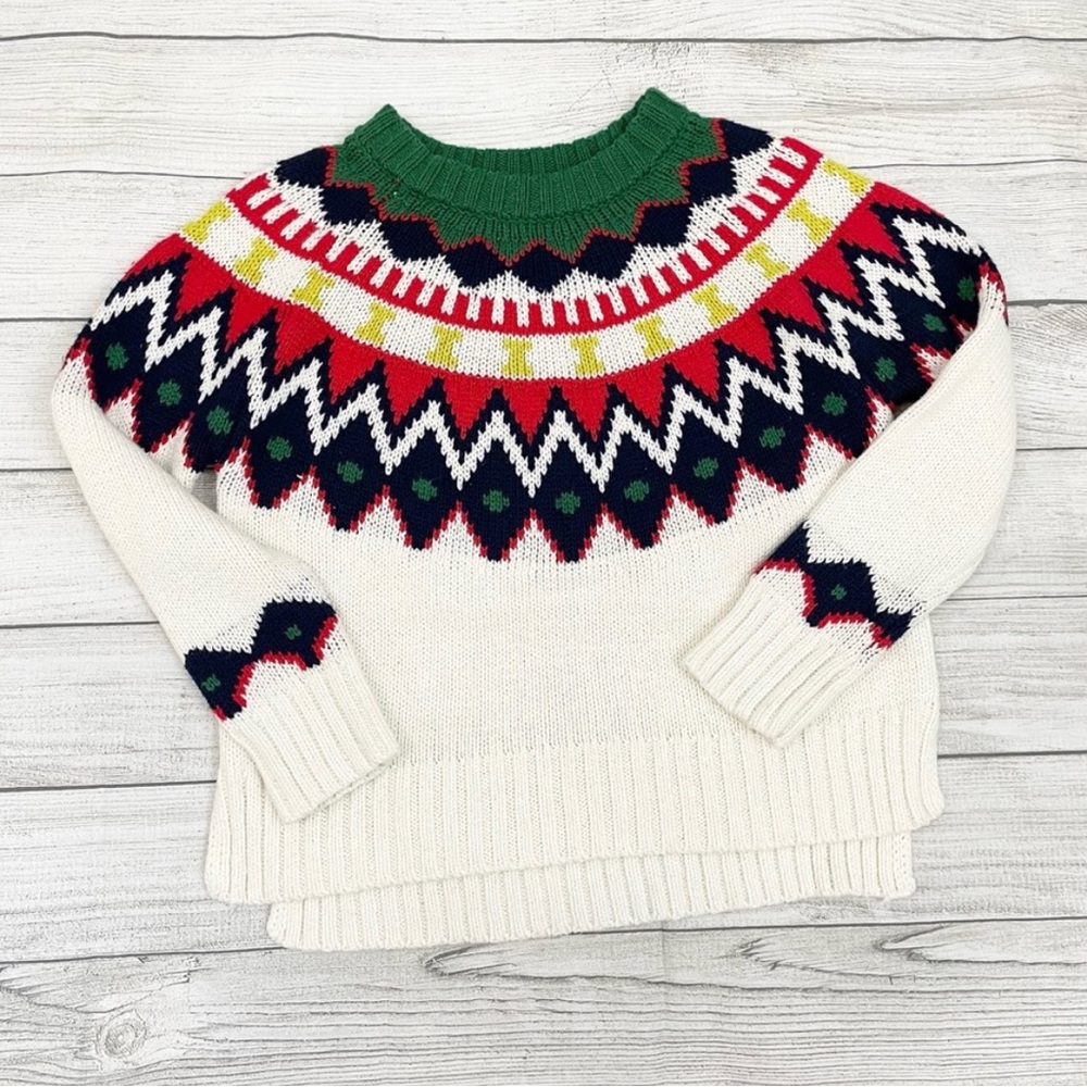 Aerie Chunky Fair Isle Winter Oversize Christmas Sweater Red, Green, Yellow SM